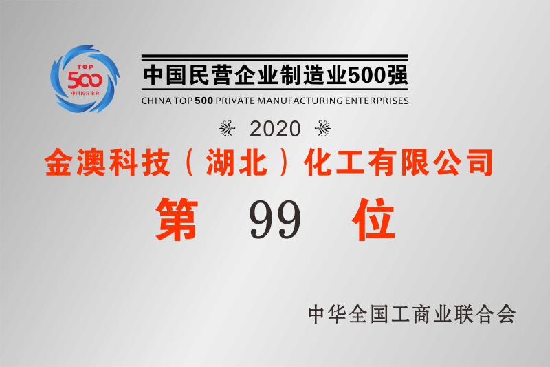 2020年中国民营制造业500强第99位
